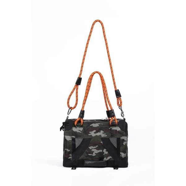 Muovikassi - M PETS - REMIX 2 in 1 naamiointikuvio ja oranssi - 41 x 28 x 28 cm - Kokoontaitettava - Kevyt - Valjaat
