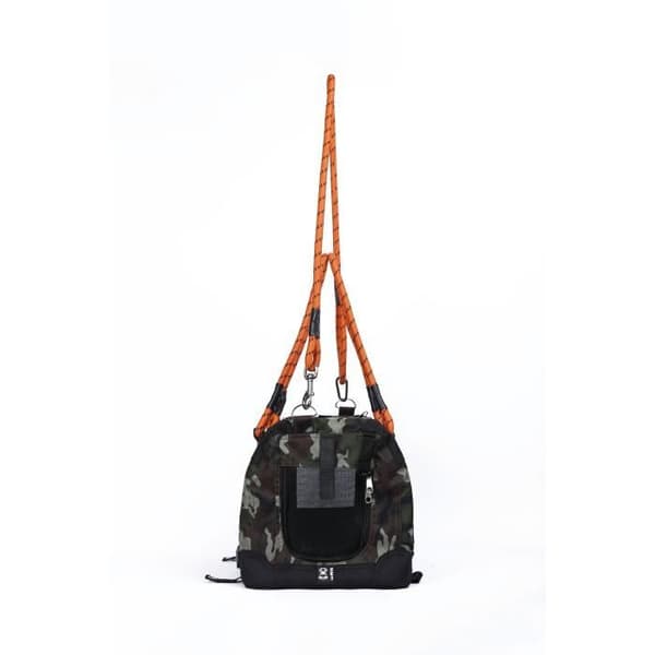 Muovikassi - M PETS - REMIX 2 in 1 naamiointikuvio ja oranssi - 41 x 28 x 28 cm - Kokoontaitettava - Kevyt - Valjaat