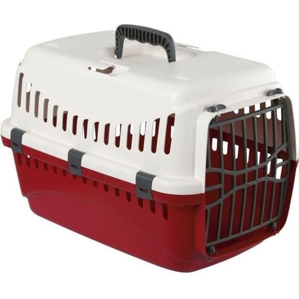 Expedion transportlåda - krämfärgad/vinröd 48x32x32cm