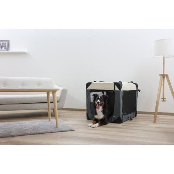 KERBL - Transportkasse til hunde - JOURNEY - 70 x 52 x 52 cm - Grå / Beige