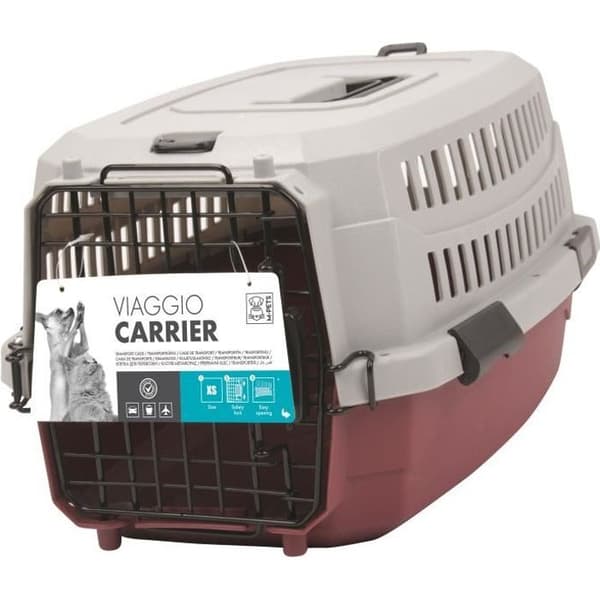 M-PETS Bærepose Viaggio Carrier S - 58,4x38,7x33cm - Bordeaux og grå - Til hund og kat