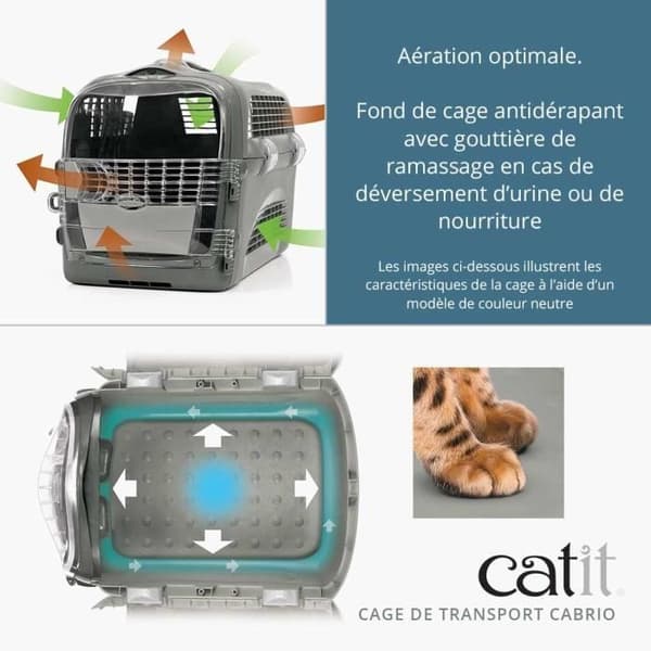 Kissankuljetuskoppi - CATIT - Cabrio - Monitoiminen - 360° avautuva - Siniharmaa