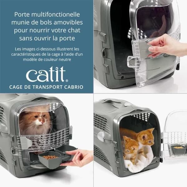 Kissankuljetuskoppi - CATIT - Cabrio - Monitoiminen - 360° avautuva - Siniharmaa