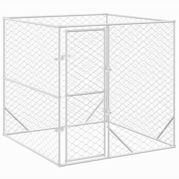 Hundgård för utomhusbruk silver 2x2x2 m galvaniserat stål