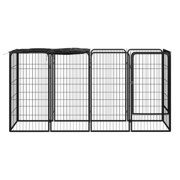 Hundbur 10 paneler svart 50x100 cm pulverlackerat stål