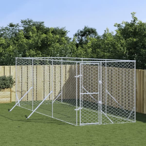 Hundgård för utomhusbruk silver 2x6x2 m galvaniserat stål
