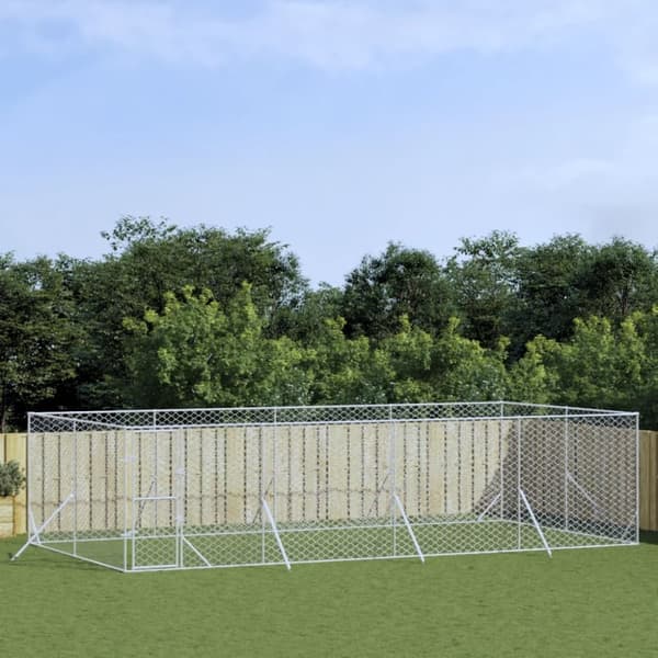 Hundgård för utomhusbruk silver 8x4x2 m galvaniserat stål