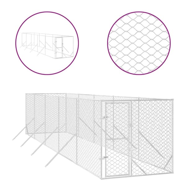 Hundgård för utomhusbruk silver 2x10x2 m galvaniserat stål