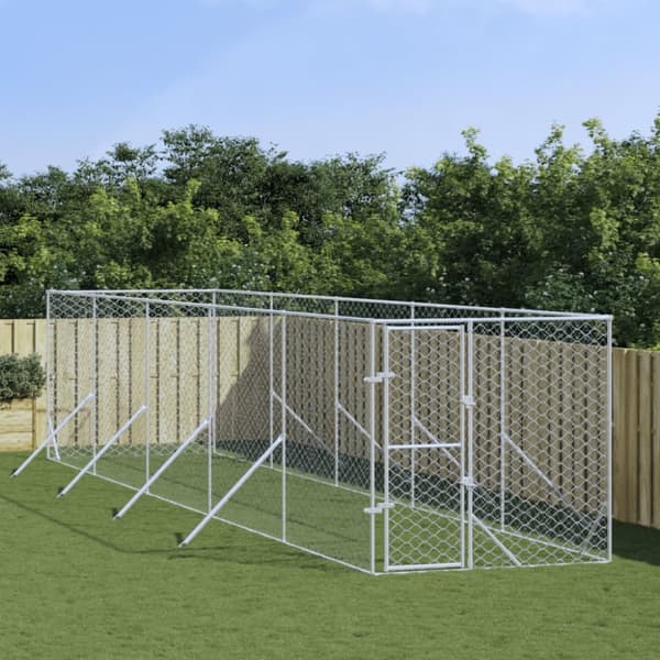 Hundgård för utomhusbruk silver 2x10x2 m galvaniserat stål