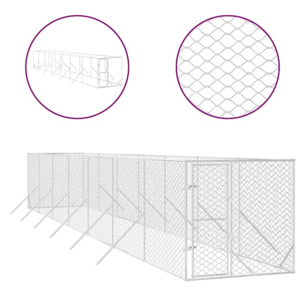 Hundgård för utomhusbruk silver 2x14x2 m galvaniserat stål