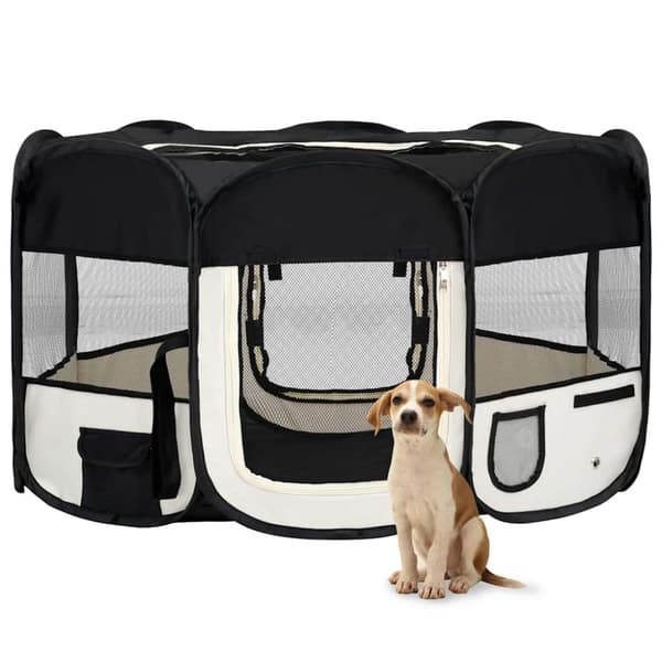 Hopfällbar hundhage med väska svart 145x145x61 cm