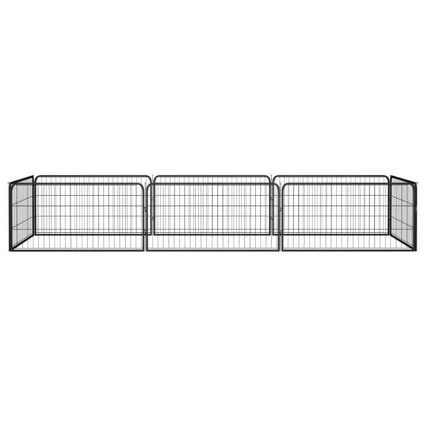 Hundbur 8 paneler svart 100x50 cm pulverlackerat stål
