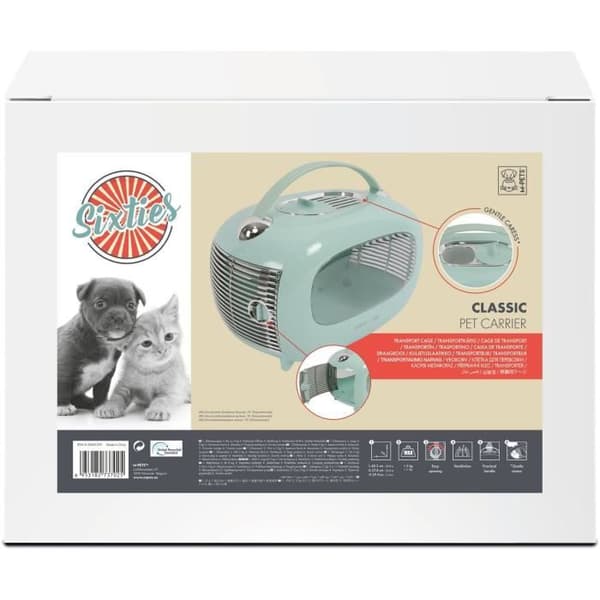 Kuljetushäkki - M PETS - SIXTIES Classic - Kahva - Reppu - Avattava takaa - 5 kg max - Sininen