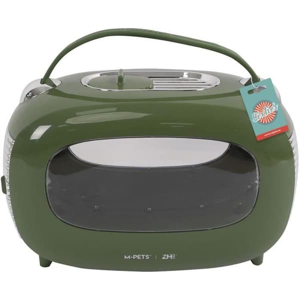 Kuljetuslaatikko - M PETS - SIXTIES Classic - Kahva - Olkahihna - Sivulta avattava - 5 kg max - Vihreä