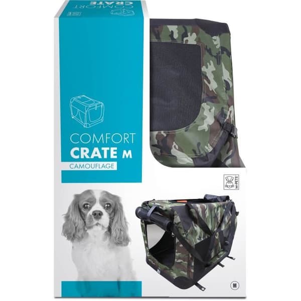 Kuljetushäkki - M PETS - COMFORT CRATE M - Naamiointikuvio - Kokoontaitettava - Metallirunko - Tuuletusritilät