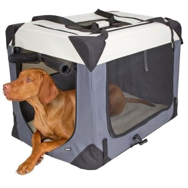 KERBL - Koirankuljetuslaatikko - JOURNEY - 70 x 52 x 52 cm - Harmaa / Beige