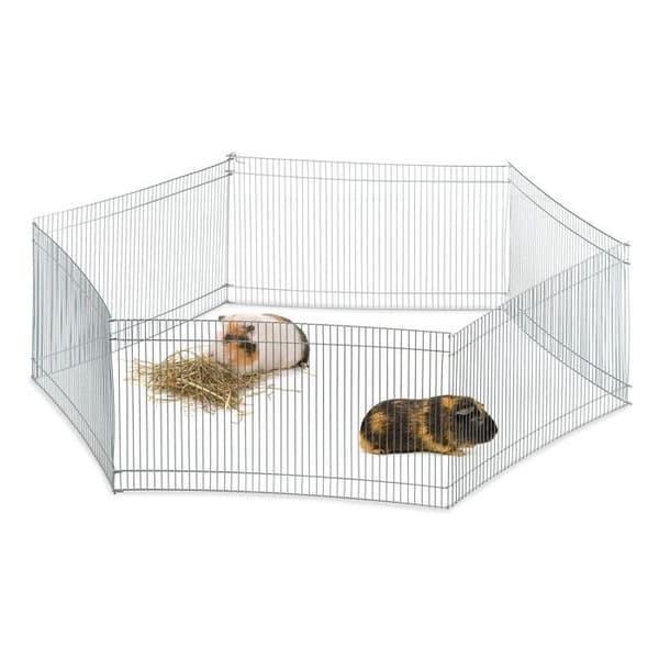 Relaxdays utomhuskaninbur, 6 delar, för smådjur, marsvin inhägnad, zinkad, H 27 cm, silverfärgad