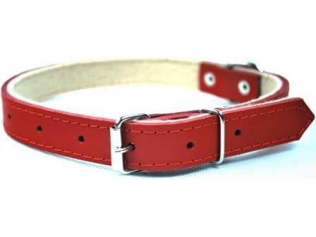 CHABA LEATHER COLLAR 16mm/45cm RED