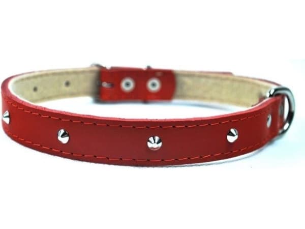 CHABA LEATHER COLLAR 18mm/50cm RED