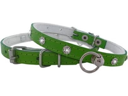 CHABA LEATHER COLLAR WITH ZIRCONIA 10x30 GREEN