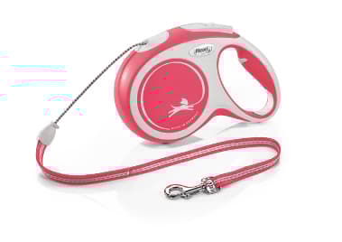 Flexi New Comfort M Cord 8 m, Hund, Utdragbart koppel, Röd, Sladd, 20 kg, Monokromatiskt