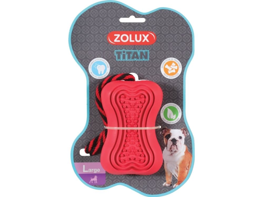 Zolux ZOLUX TITAN L rubber toy with a rope, red color