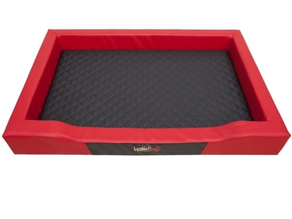 HOBBYDOG L (R1) DELUXE RED SKAJ, BLACK MATTRESS