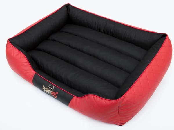 HOBBYDOG Standard Imperial Bed - Red leatherette with black center R1