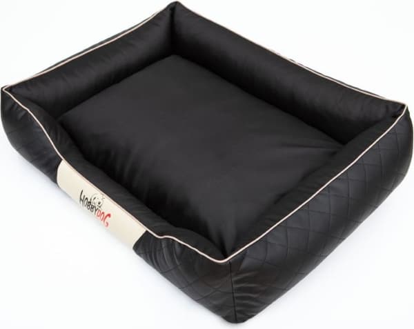 HOBBYDOG Perfect Imperial Bed - Black leatherette with beige R5 trimming