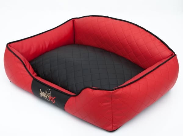 HOBBYDOG Dog bed Elite - Red - black pillow XXL