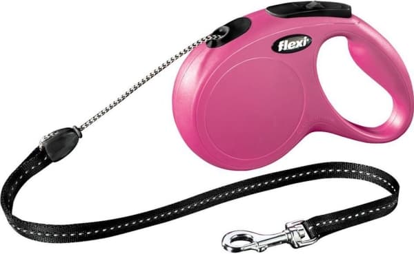 Flexi New CLASSIC, Koira, Sisäänvedettävä hihna, Vaaleanpunainen, Johto, 20 kg, 5 m
