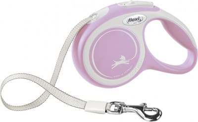 Flexi New COMFORT, Hund, Tilbaketrekkelig, Rosa, Hvit, Teip, 15 kg, Monokromatisk