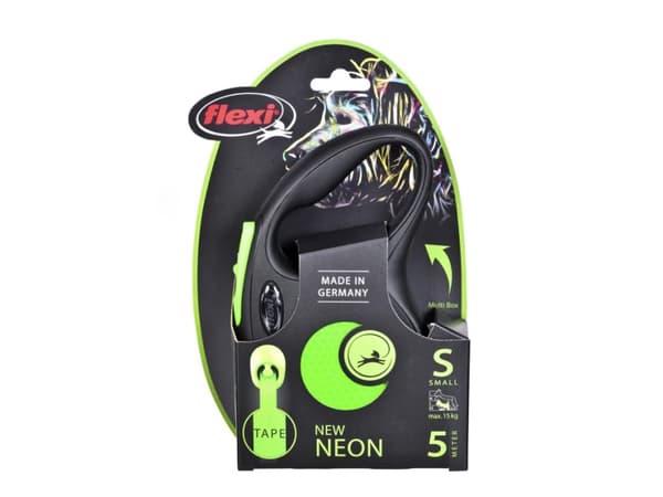 flexi New NEON bånd S, 5M, 15KG, black/neon grøn