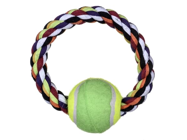 Trixie Tennisbold på ring 6,4cm, ass. farver