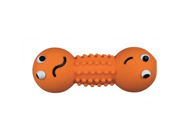 Trixie Smiley dumbbell, latex, 19 cm, ass. farver