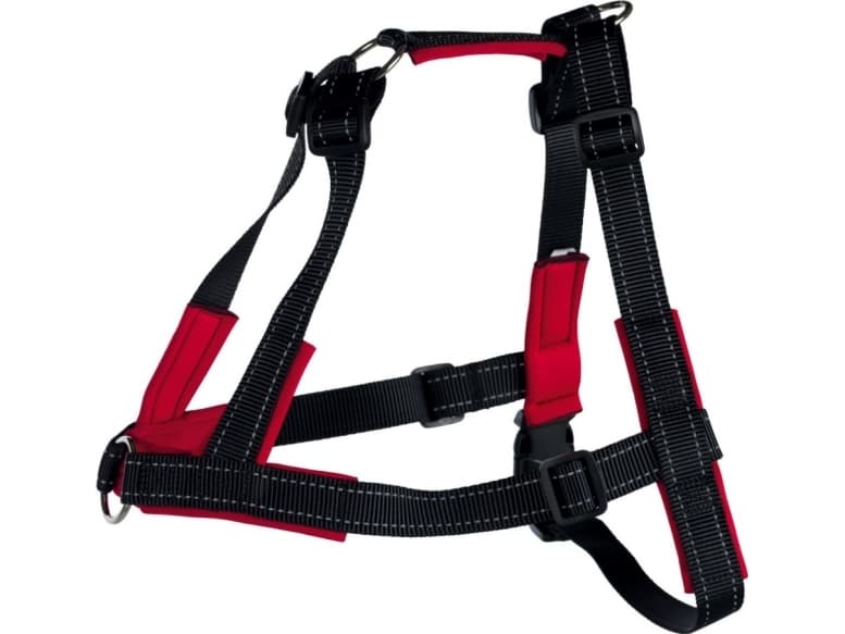 Trixie Dog Harness Lead Walk Soft, black red, size L-XL, 65-105cm