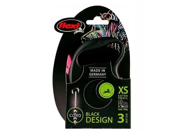 Flexi Automatic koppel Black Design XS-sladd, 3 m, rosa