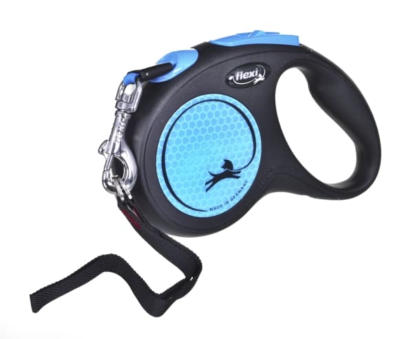 flexi New NEON M bånd 5 m, 25 kg, sort / neon blå
