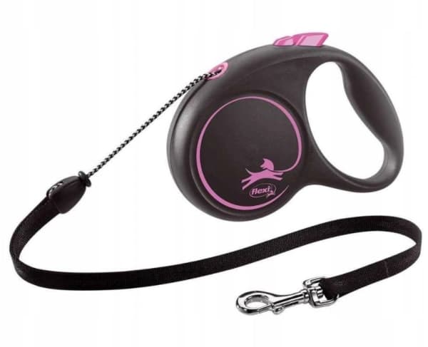 Flexi FLEXI Uttrekkbart bånd Sort Design M, 5 m tau, rosa farge