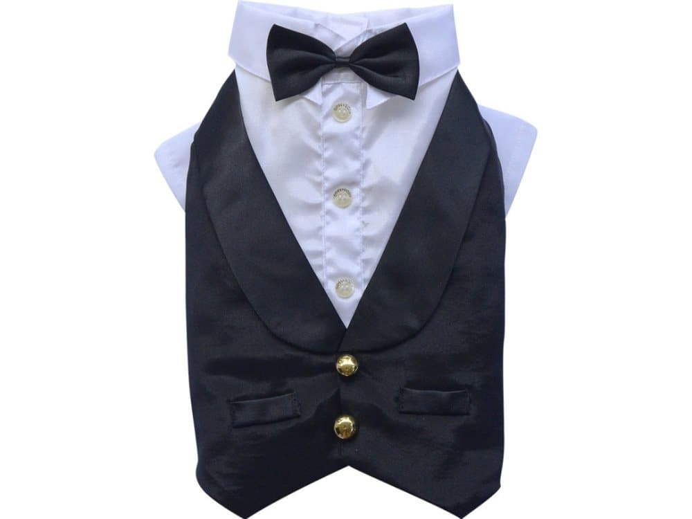 DoggyDolly Vest with bow tie, black, XS 46-48cm/66-68cm