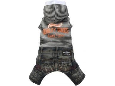 DoggyDolly Jeans set with hood, black, XXS 13-15cm/26-28cm