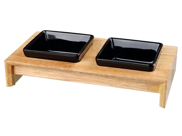 Trixie Skålesæt, Keramik/træ, 2 × 0.2 l/10 cm, 28 × 5 × 15 cm