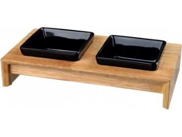 Trixie Skålesæt, Keramik/træ, 2 × 0.2 l/10 cm, 28 × 5 × 15 cm