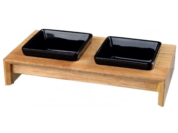 Trixie Skålesæt, Keramik/træ, 2 × 0.2 l/10 cm, 28 × 5 × 15 cm