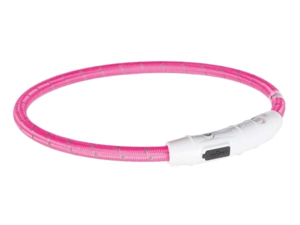 Trixie Flash lysring USB, M–L: 45 cm/ø 7 mm, pink