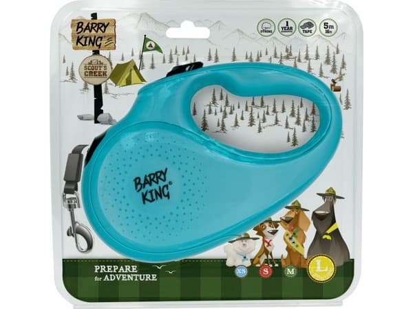 Barry King Automatisk hundebånd, turkis L - 5 m tape, opptil 50 kg