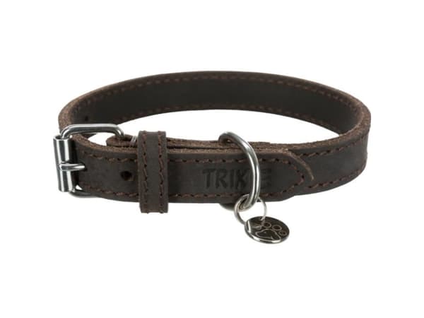 Trixie Rustic fettg.läderhalsband, M-L: 42-48 cm/25 mm, mörkbrun