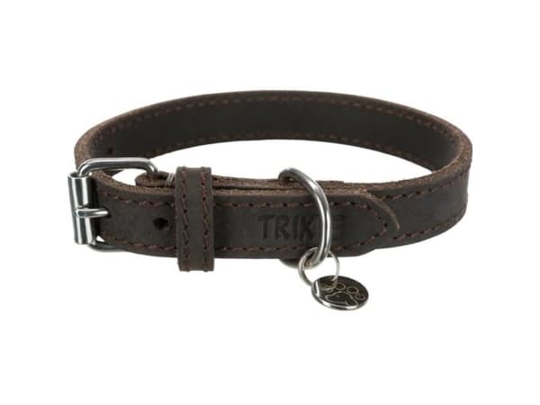 Trixie Rustic fettg.läderhalsband, M-L: 42-48 cm/25 mm, mörkbrun