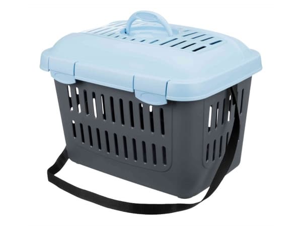 Trixie Midi-Capri transportboks, 44 × 33 × 32 cm, grå/lyseblå