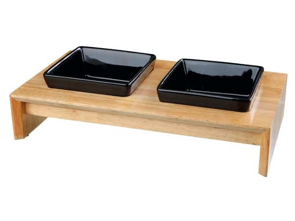 Trixie Skålesæt, Keramik/træ, 2 × 0.4 l/13 cm, 36 × 19 × 7 cm
